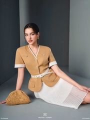 Áo Vesta peplum phối nút