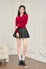 Áo Susan thun gân dài tay phối hoa