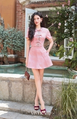 Set Jessica áo kết cườm phối nơ+chân váy