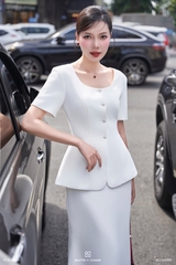 Áo Shesha cổ vuông phối nút