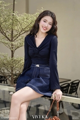 Quần short jean Carmen phối nút