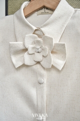 Áo sơ mi Carmen cổ phối hoa