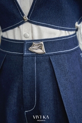 Quần short jean Carmen phối nút
