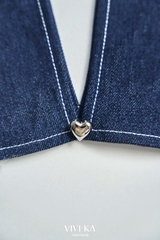 Áo ghile Carmen denim phối dây