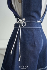 Áo ghile Carmen denim phối dây