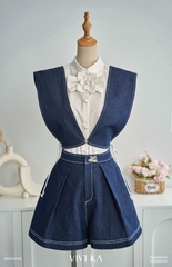 Quần short jean Carmen phối nút