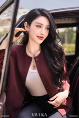 Áo vest Selene túi hộp phối lá cổ