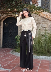Áo Light croptop ren nơ phối dây rút
