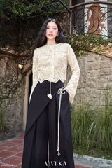 Áo Light croptop ren nơ phối dây rút