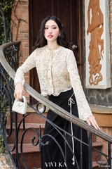 Áo Light croptop ren nơ phối dây rút