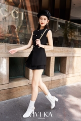 Quần váy tex phối nút