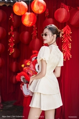 Set Thục áo peplum cổ bính+quần váy