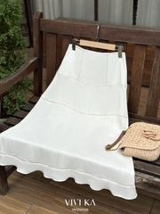 Set Velina áo cổ tròn sát nách + chân váy
