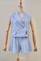 Set áo cổ vest + quần short