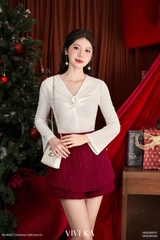 Áo Juliet thun gân tay dài phối hoa xoắn