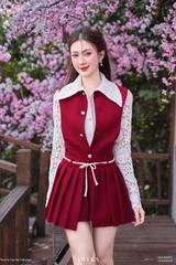 Jumsuit Ashley dây bím tùng xếp ly phối nút