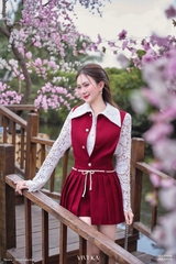 Jumsuit Ashley dây bím tùng xếp ly phối nút