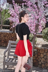 Áo Ruby croptop nơ cổ đính đá