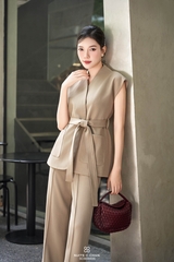 Set Levy áo vest tay chờm đai eo+quần dài