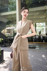 Set Levy áo vest tay chờm đai eo+quần dài