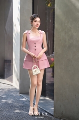 Set Christine áo hai dây đính hoa phối nút kiểu+quần short