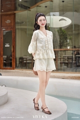 Set áo Angel babydoll cổ V+quần short tơ thêu