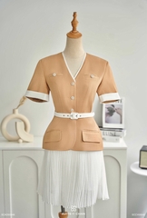 Áo Vesta peplum phối nút