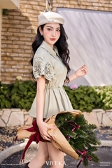 Áo Toren cổ kiểu phối tay hoa