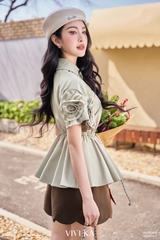 Áo Toren cổ kiểu phối tay hoa