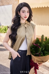 Áo Ellery kiểu sơ mi sát nách phối túi