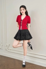 Áo dệt kim cổ V tay lửng