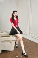 Chân váy ballet xòe phối ren