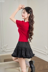 Chân váy ballet xòe phối ren