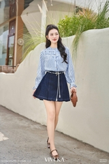 Áo sơ mi Lucy đan vai tay dài