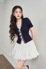 Áo dệt kim cổ V tay lửng