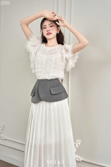 Chân váy Carla dập ly phối vạt lưng peplum