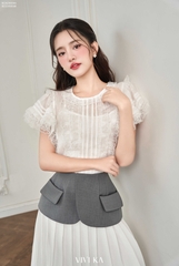 Chân váy Carla dập ly phối vạt lưng peplum