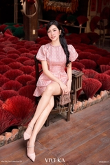 Set Hồng Cẩm thục áo gấm Tống + short gấm Tống hồng