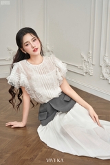 Chân váy Carla dập ly phối vạt lưng peplum
