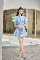 Set Navier áo tơ thêu họa tiết nơ+chân váy