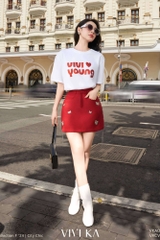 Chân váy mini bướm phối dây xích