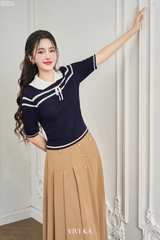 Áo Jody dệt kim sọc đính nơ
