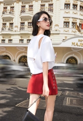Chân váy mini bướm phối dây xích