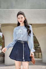 Áo sơ mi Lucy đan vai tay dài