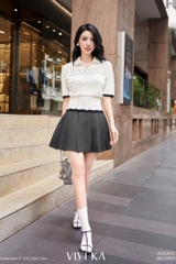 Áo knit sọc gân tay ngắn