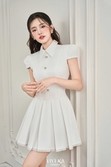 Đầm Carol tùng xếp ly phối nút