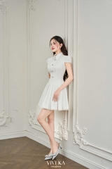 Đầm Carol tùng xếp ly phối nút