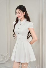 Đầm Carol tùng xếp ly phối nút