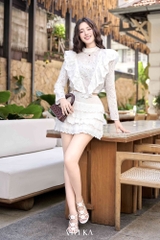 Chân váy ren lỗ xếp tầng