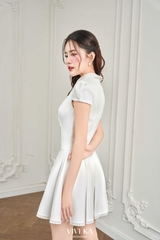 Đầm Carol tùng xếp ly phối nút